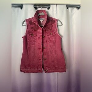 90s Diane Gilman Rose Embroidered Vest size Medium